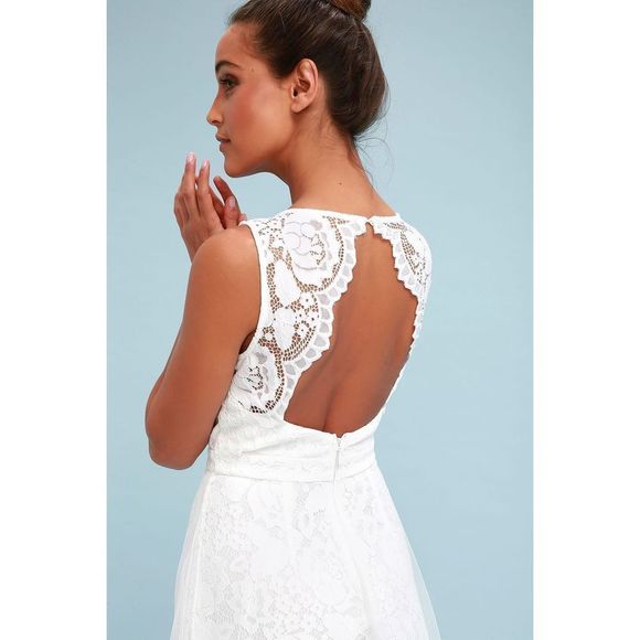 Lulu’s White Lace Backless Maxi Dress XL - Picture 4 of 5